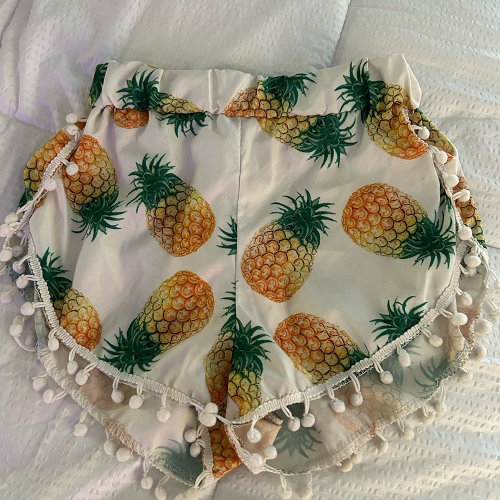 Pineapple Print Pom Pom Shorts